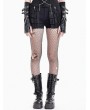 Dark in Love Black Gothic Punk Sword Zipper Lace Panel Shorts for Women