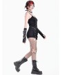 Dark in Love Black Gothic Punk Sword Zipper Lace Panel Shorts for Women