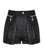 Dark in Love Black Gothic Punk Sword Zipper Lace Panel Shorts for Women