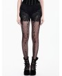 Dark in Love Black Gothic Floral Lace Embossed Velvet Shorts for Women