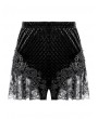 Dark in Love Black Gothic Floral Lace Embossed Velvet Shorts for Women