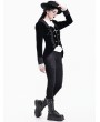 Dark in Love Black Gothic Victorian Floral Applique Lace-Up Skinny Pants for Women