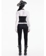 Dark in Love Black Gothic Victorian Floral Applique Lace-Up Skinny Pants for Women