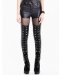 Dark in Love Black Gothic Punk Faux Leather Sheer Mesh Skinny Pants for Women