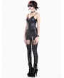 Dark in Love Black Gothic Punk Faux Leather Sheer Mesh Skinny Pants for Women