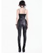 Dark in Love Black Gothic Punk Faux Leather Sheer Mesh Skinny Pants for Women