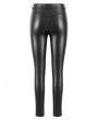 Dark in Love Black Gothic Punk Faux Leather Sheer Mesh Skinny Pants for Women