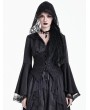 Dark in Love Black Gothic Cross Lace Hooded Satin Blouse for Women