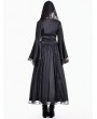 Dark in Love Black Gothic Cross Lace Hooded Satin Blouse for Women