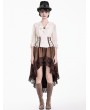 Dark in Love Steampunk Brocade Ruffled V-Neck Corset Lacing Top for Women