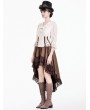 Dark in Love Steampunk Brocade Ruffled V-Neck Corset Lacing Top for Women