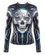 Dark in Love Black Gothic Cyberpunk Skull Graphic Mock Neck Top for Women