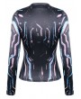 Dark in Love Black Gothic Cyberpunk Skull Graphic Mock Neck Top for Women