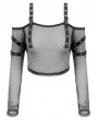 Dark in Love Black Gothic Punk Fishnet Off-Shoulder Crop Top for Women