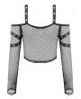 Dark in Love Black Gothic Punk Fishnet Off-Shoulder Crop Top for Women