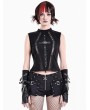 Dark in Love Black Gothic Punk Cutout Buckle Sleeveless Top for Women