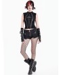 Dark in Love Black Gothic Punk Cutout Buckle Sleeveless Top for Women
