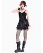 Dark in Love Black Gothic Punk Metal Chain Rivet Cami Top for Women