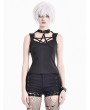Dark in Love Black Gothic Pentagram Cutout Buckle Halter Top for Women