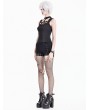 Dark in Love Black Gothic Pentagram Cutout Buckle Halter Top for Women