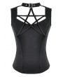 Dark in Love Black Gothic Pentagram Cutout Buckle Halter Top for Women