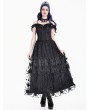 Dark in Love Black Gothic Romantic Layered Ruffles Lace Top for Women