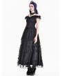 Dark in Love Black Gothic Romantic Layered Ruffles Lace Top for Women