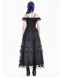 Dark in Love Black Gothic Romantic Layered Ruffles Lace Top for Women