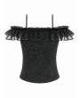 Dark in Love Black Gothic Romantic Layered Ruffles Lace Top for Women