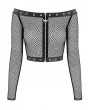 Dark in Love Black Gothic Punk Off-Shoulder Grommet Fishnet Top for Women