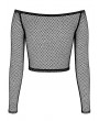 Dark in Love Black Gothic Punk Off-Shoulder Grommet Fishnet Top for Women