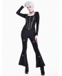 Dark in Love Black Gothic Punk Buckled Strap Square Neck Top for Women