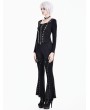 Dark in Love Black Gothic Punk Buckled Strap Square Neck Top for Women
