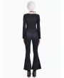 Dark in Love Black Gothic Punk Buckled Strap Square Neck Top for Women