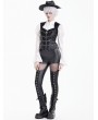 Dark in Love Black Gothic Punk Lace Leather Patchwork Corset Top for Women
