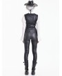Dark in Love Black Gothic Punk Lace Leather Patchwork Corset Top for Women