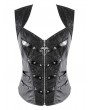 Dark in Love Black Gothic Punk Lace Leather Patchwork Corset Top for Women