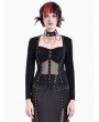 Dark in Love Black Gothic Cyber Punk Riveted Mesh Panel Top for Women