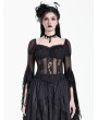 Dark in Love Black Gothic Victorian Flared Ruffle Sleeves Lace Top for Women