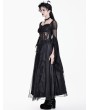 Dark in Love Black Gothic Victorian Flared Ruffle Sleeves Lace Top for Women