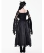 Dark in Love Black Gothic Victorian Flared Ruffle Sleeves Lace Top for Women