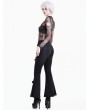 Dark in Love Black Gothic Tattoo Wings and Skull Mesh Sheer Top for Women