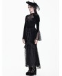 Dark in Love Black Gothic Lace Cutout Flare Sleeve Velvet Top for Women