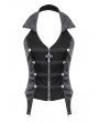 Dark in Love Black Gothic Vintage Jacquard Halter Vest Top for Women