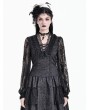 Dark in Love Black Gothic Floral Lace Ruffle Trim Crop Top for Women