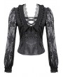 Dark in Love Black Gothic Floral Lace Ruffle Trim Crop Top for Women