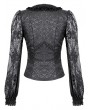Dark in Love Black Gothic Floral Lace Ruffle Trim Crop Top for Women