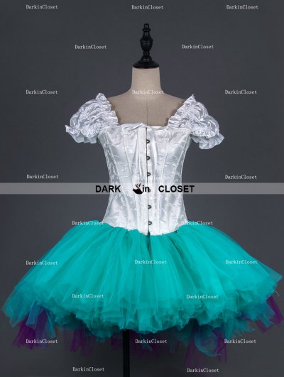 White Cap Sleeves Gothic Burlesque Corset Short Party Dress