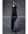 Rose Blooming Black Steampunk Gothic Corset Burlesque High-Low Prom Party Dress