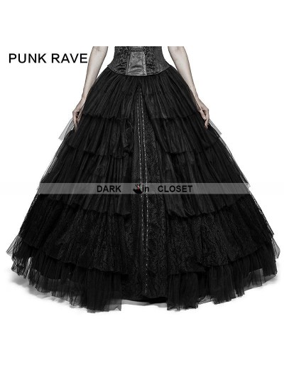 Punk Rave Black Gothic Long Mesh Skirt